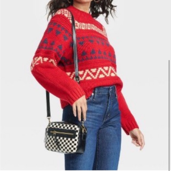 NWT Universal Thread Red Fair-isle Mock-neck Sweater - Picture 8 of 8